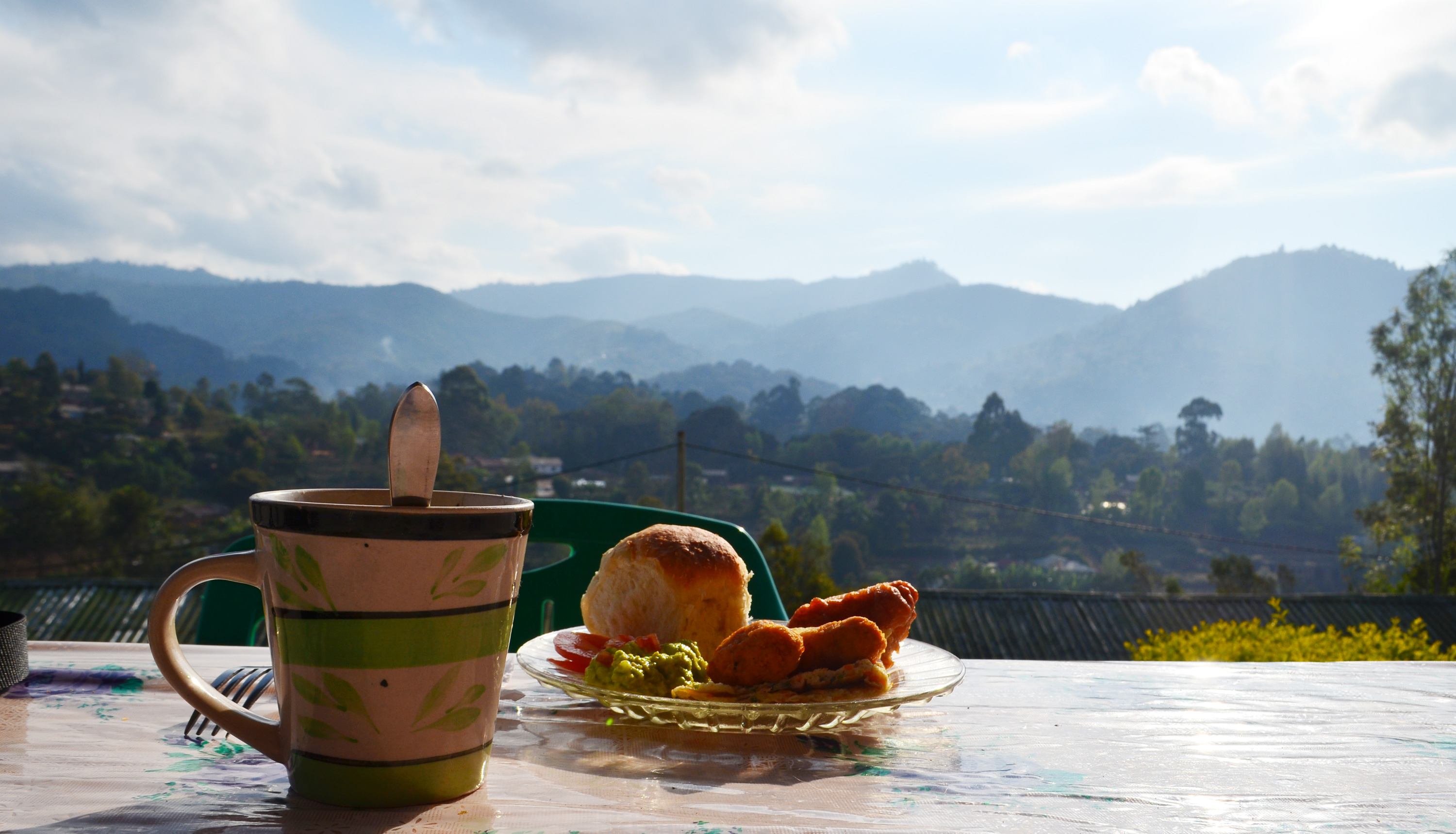 Essen vor der Landschaft